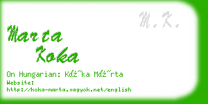 marta koka business card